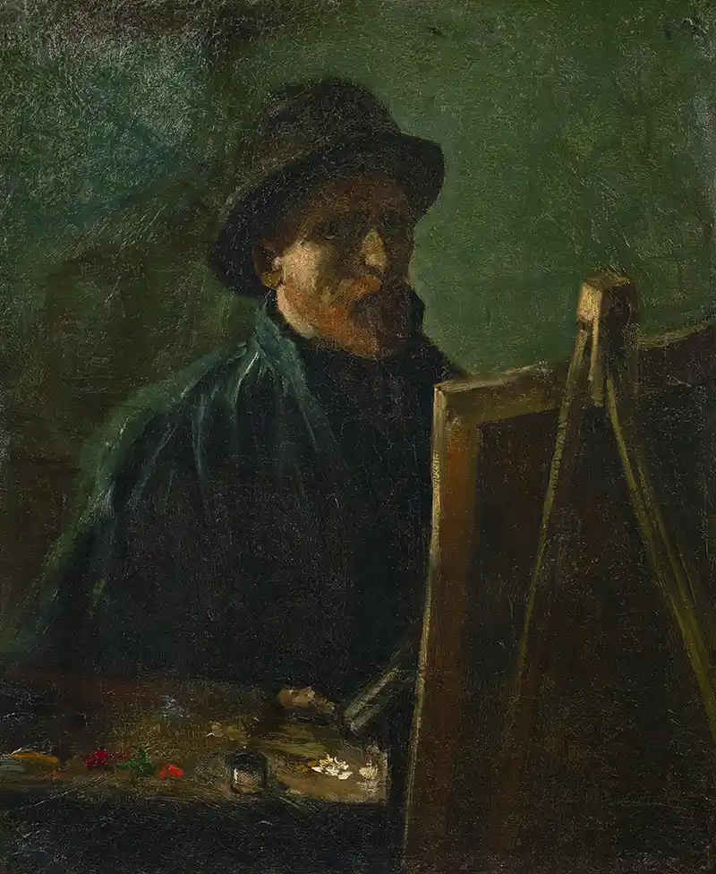 Self Portrait with Dark Felt Hat at the Easel (Vincent Van Gogh)